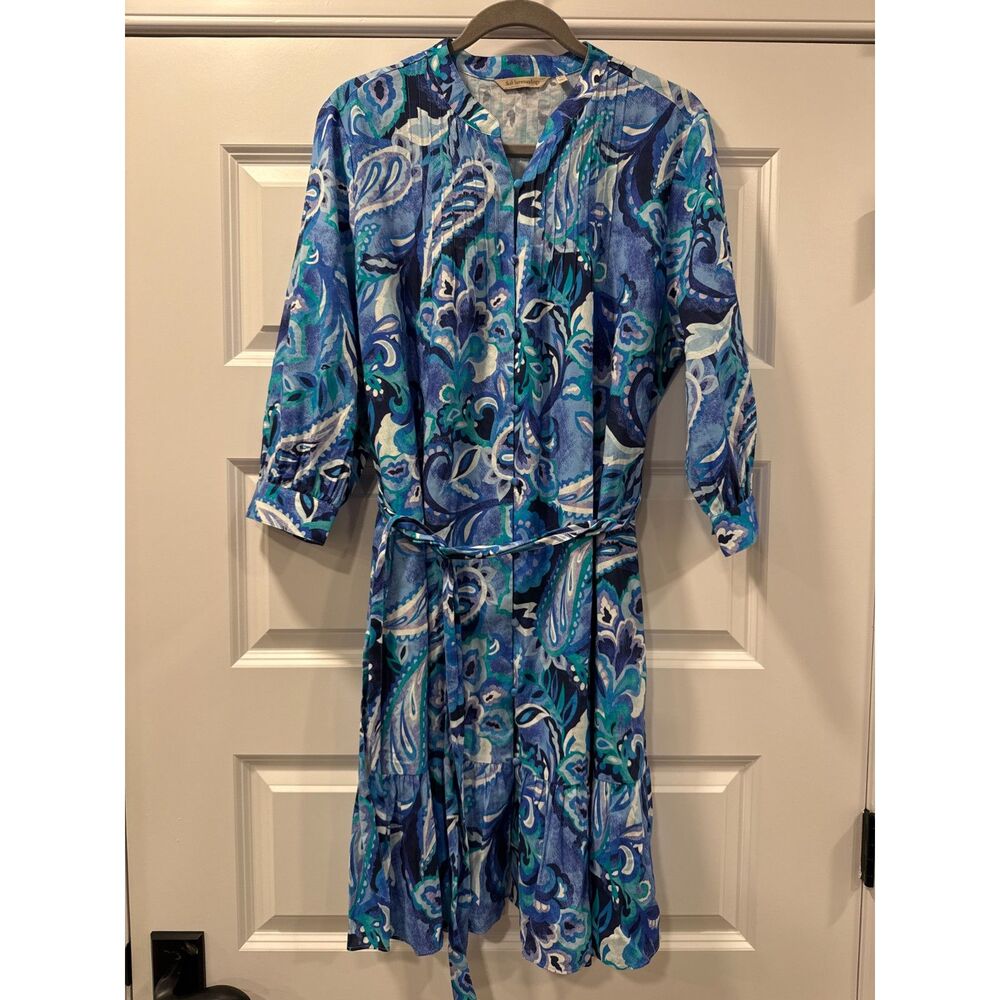 Soft Surroundings Feyre Dress Island Paisley Blue Cotton Rayon Womens XL